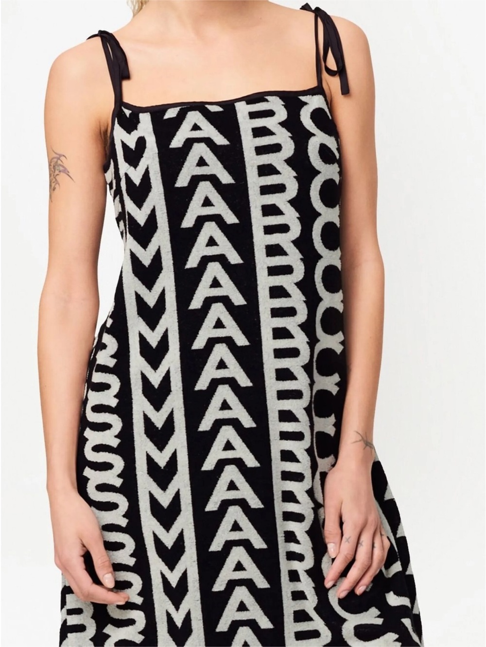 Marc Jacobs Black and White Mini Dress with Logo Stripe - Picture 5 of 5